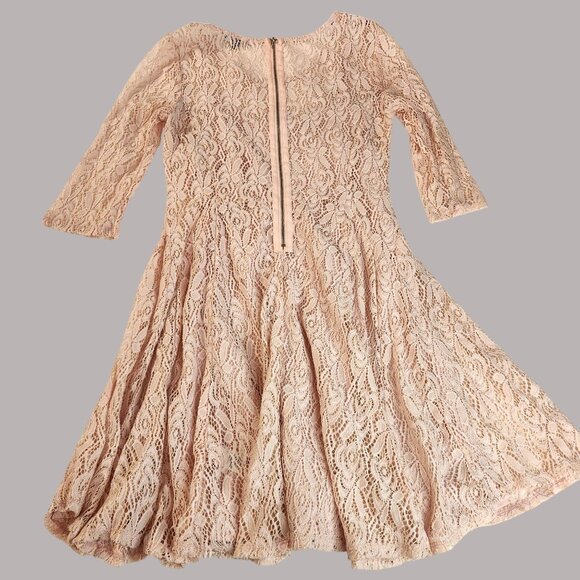 bebop Pink scalloped Lace dress M Fit Flare barbiecore princess fairy Y2K - Picture 2 of 9